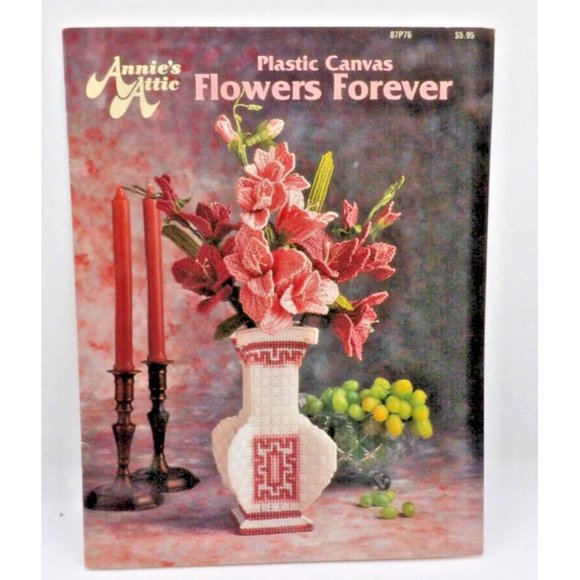 Plastic Canvas Flowers Forever by Mary Layfield #87P76 ©1990 - Picture 1 of 3